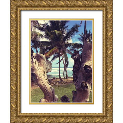 Oceanside Palms Gold Ornate Wood Framed Art Print with Double Matting by Coppel, Anna