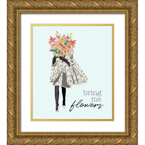 Bring Me Flowers Gold Ornate Wood Framed Art Print with Double Matting by Bucheli, Jen