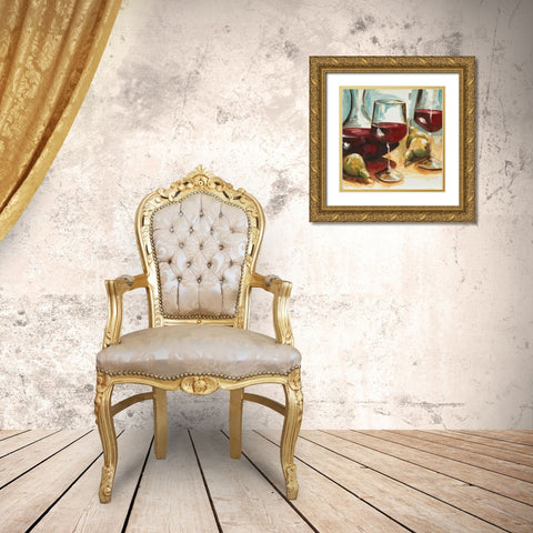 Red Wine and Pears Gold Ornate Wood Framed Art Print with Double Matting by French-Roussia, Heather A.