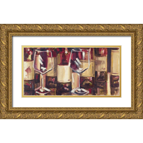 Red Wine with Dinner Gold Ornate Wood Framed Art Print with Double Matting by French-Roussia, Heather A.