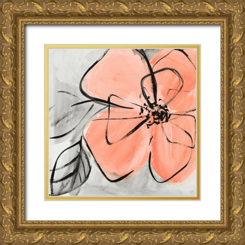 Cafe Rose I Gold Ornate Wood Framed Art Print with Double Matting by Loreth, Lanie