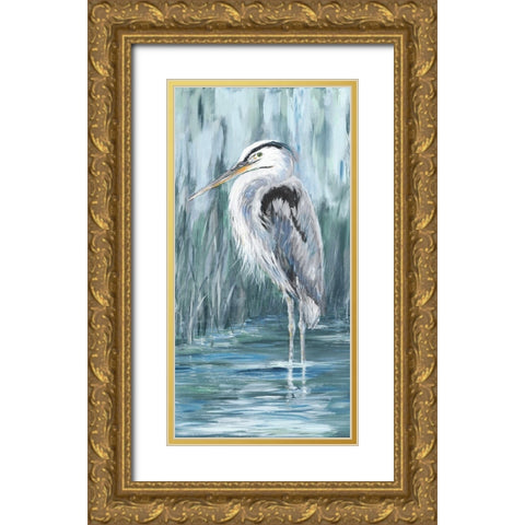 Standing Still Heron II Gold Ornate Wood Framed Art Print with Double Matting by DeRice, Julie