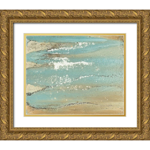 Shoreline Abstract Gold Ornate Wood Framed Art Print with Double Matting by Morris, Megan