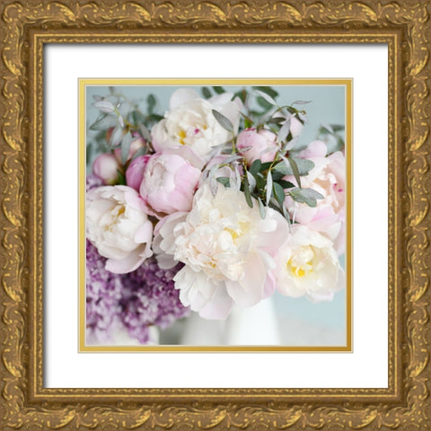 Pretty Pink Blooms Gold Ornate Wood Framed Art Print with Double Matting by Gardner, Sarah