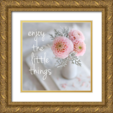 Enjoy the Little Things Gold Ornate Wood Framed Art Print with Double Matting by Gardner, Sarah