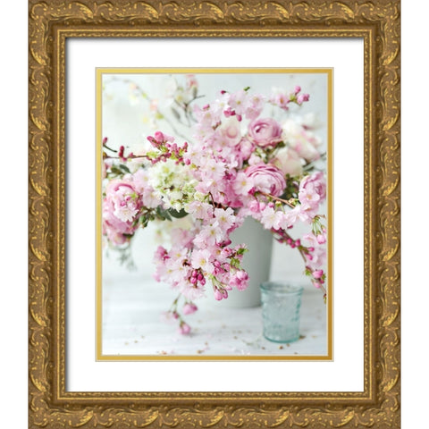 Soft Petals in Vase Gold Ornate Wood Framed Art Print with Double Matting by Gardner, Sarah