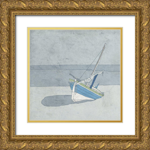 Sailboat Ashore Gold Ornate Wood Framed Art Print with Double Matting by Mabat, Ynon