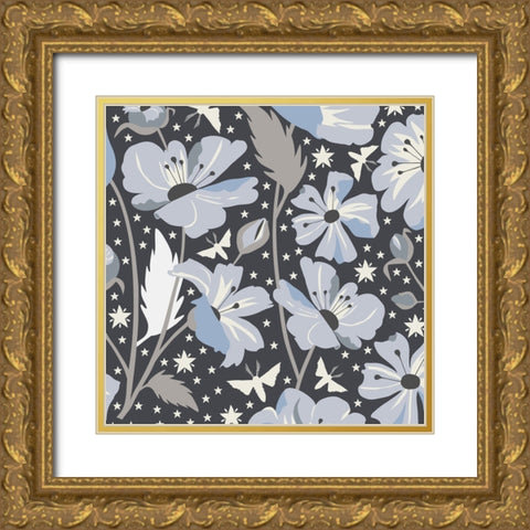 Blue Spellflowers II Gold Ornate Wood Framed Art Print with Double Matting by Gardner, Sarah