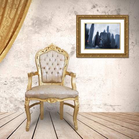 Foggy Evening in the City Gold Ornate Wood Framed Art Print with Double Matting by Meneely, Dan