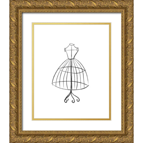 Visions of Fashion II Gold Ornate Wood Framed Art Print with Double Matting by Quach, Anna