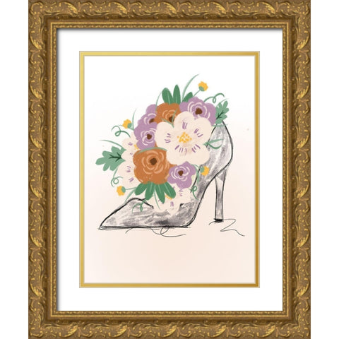 Floral Bloom Heel Gold Ornate Wood Framed Art Print with Double Matting by Quach, Anna