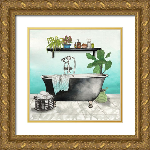 Plant House Bath Square I Gold Ornate Wood Framed Art Print with Double Matting by Medley, Elizabeth