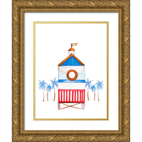 Lifeguard House III Gold Ornate Wood Framed Art Print with Double Matting by Del Sol, Ani