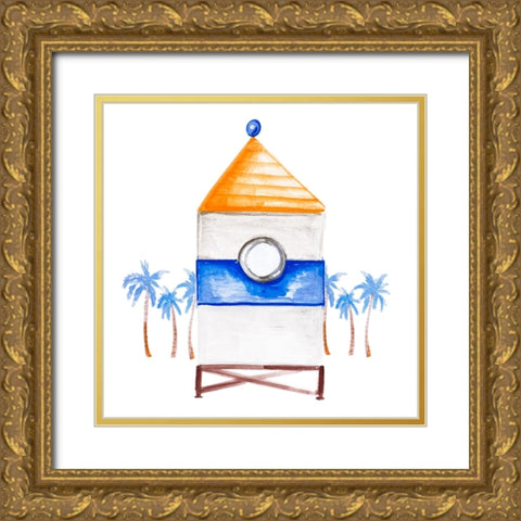 Lifeguard House II Gold Ornate Wood Framed Art Print with Double Matting by Del Sol, Ani