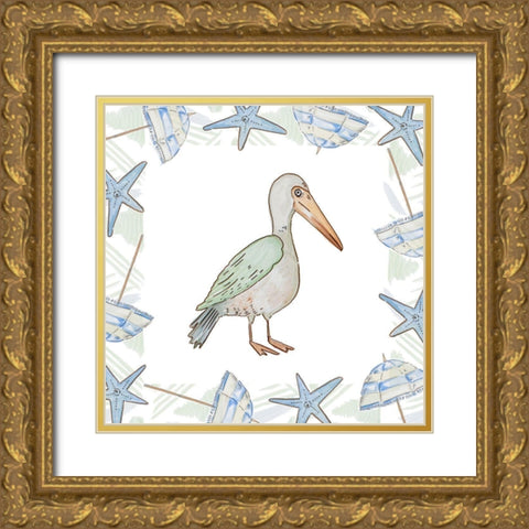 Birds On The Beach I Gold Ornate Wood Framed Art Print with Double Matting by Del Sol, Ani