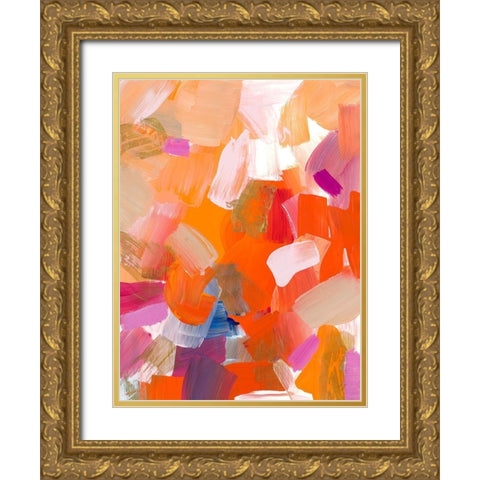 Confetti Petals Gold Ornate Wood Framed Art Print with Double Matting by Loreth, Lanie