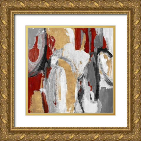 Red and Gold City Symphony I Gold Ornate Wood Framed Art Print with Double Matting by Loreth, Lanie