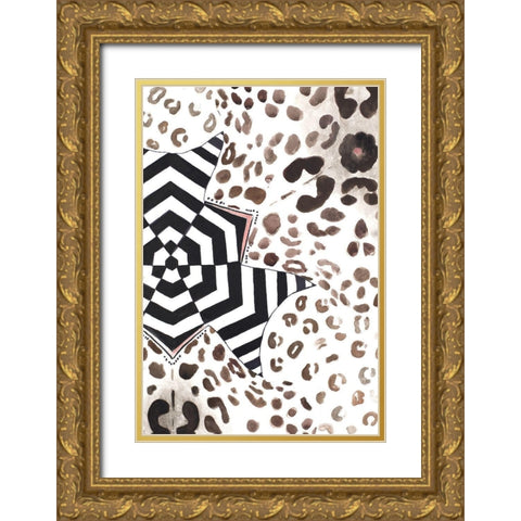 African Design Gold Ornate Wood Framed Art Print with Double Matting by Pinto, Patricia