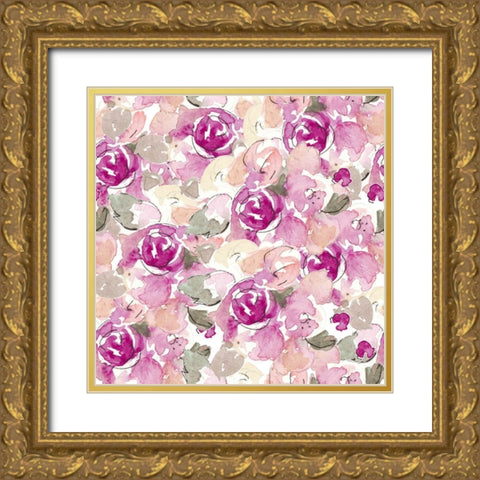 Beautiful Lilac Florals Gold Ornate Wood Framed Art Print with Double Matting by Loreth, Lanie