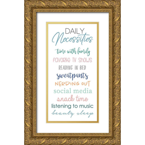 Daily Necessities on White Gold Ornate Wood Framed Art Print with Double Matting by Quach, Anna
