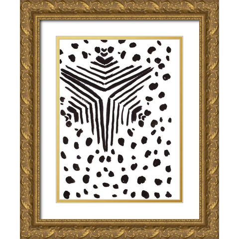 Black and White Design I Gold Ornate Wood Framed Art Print with Double Matting by Pinto, Patricia