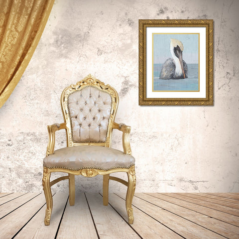 Pelican Wash II Gold Ornate Wood Framed Art Print with Double Matting by DeRice, Julie