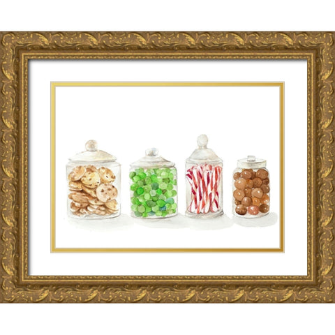 Holiday Candy I Gold Ornate Wood Framed Art Print with Double Matting by Loreth, Lanie