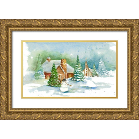 Holiday Town I Gold Ornate Wood Framed Art Print with Double Matting by Loreth, Lanie
