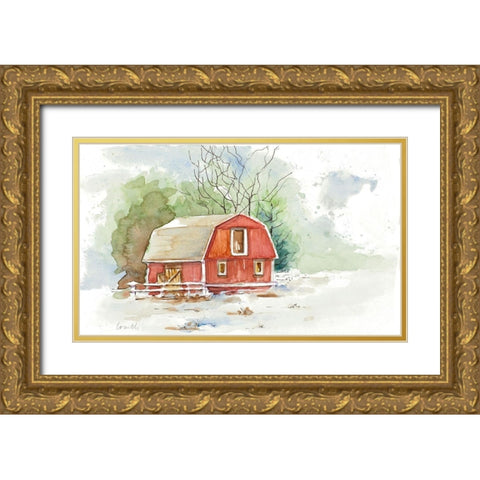 Holiday Town II Gold Ornate Wood Framed Art Print with Double Matting by Loreth, Lanie