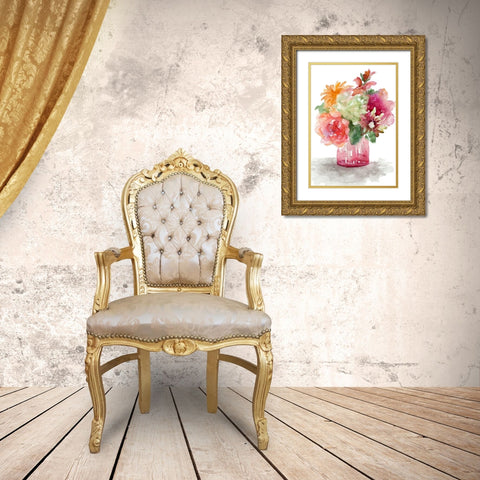 Spring Florals in Vase Gold Ornate Wood Framed Art Print with Double Matting by Loreth, Lanie