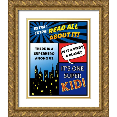 Super Kid Gold Ornate Wood Framed Art Print with Double Matting by Quach, Anna