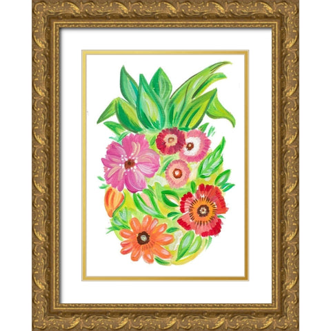 Tropical Blooming Pineapple Gold Ornate Wood Framed Art Print with Double Matting by Del Sol, Ani