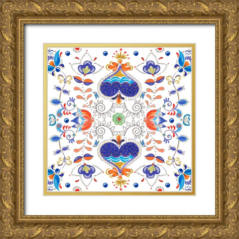 Retro Floral I Gold Ornate Wood Framed Art Print with Double Matting by Del Sol, Ani