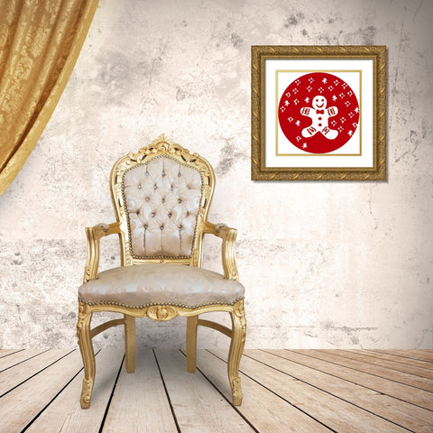 Christmas Deco Circle III Gold Ornate Wood Framed Art Print with Double Matting by Biscardi, Nicholas