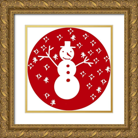 Christmas Deco Circle IV Gold Ornate Wood Framed Art Print with Double Matting by Biscardi, Nicholas
