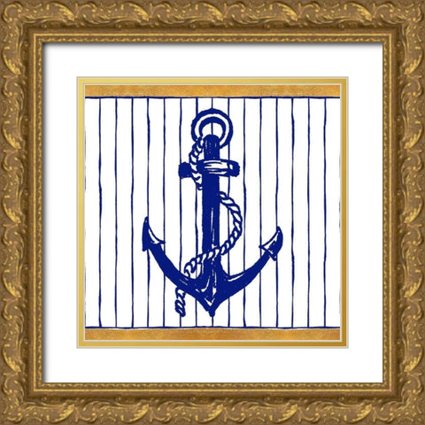 Nautical Anchor I Gold Ornate Wood Framed Art Print with Double Matting by Pinto, Patricia