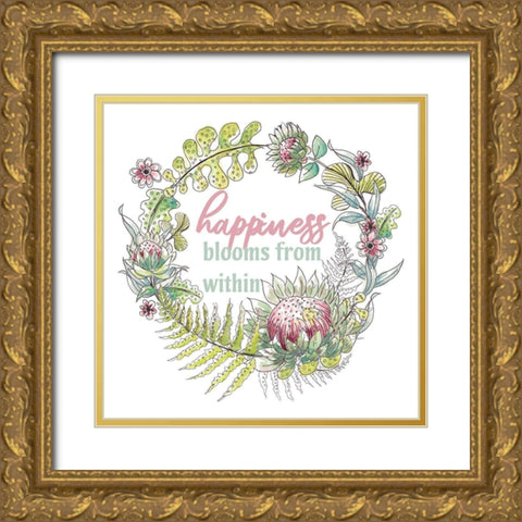 Proteas Inspirational Wreath II Gold Ornate Wood Framed Art Print with Double Matting by Pinto, Patricia