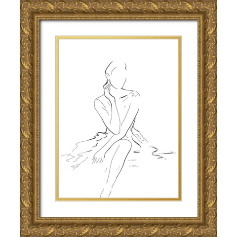 Fashion Illustration Gold Ornate Wood Framed Art Print with Double Matting by Pinto, Patricia