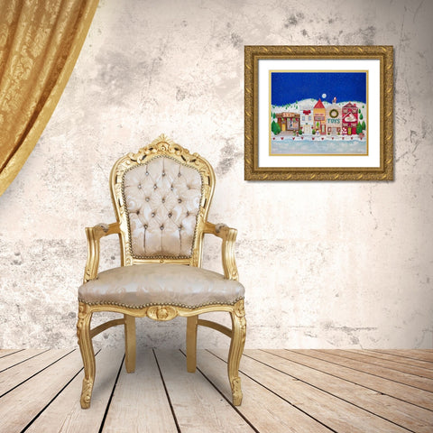 Christmas Village I Gold Ornate Wood Framed Art Print with Double Matting by Diannart