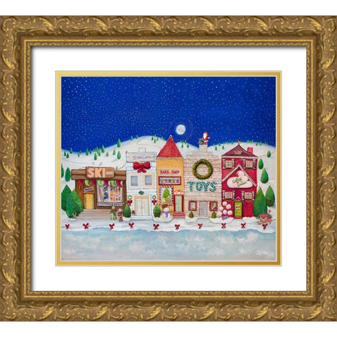 Christmas Village I Gold Ornate Wood Framed Art Print with Double Matting by Diannart