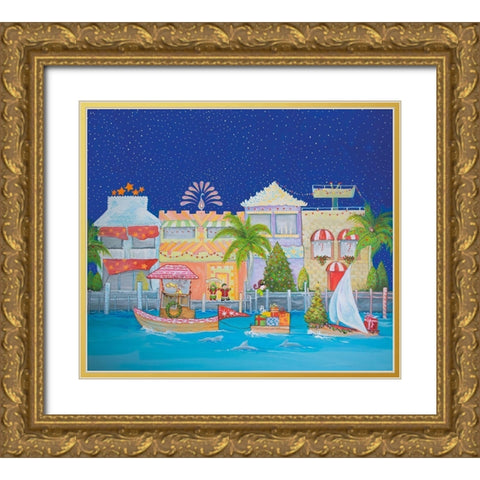 Christmas Village I Gold Ornate Wood Framed Art Print with Double Matting by Diannart