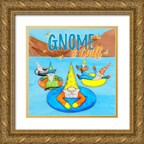 Gnome and Chill Gold Ornate Wood Framed Art Print with Double Matting by Edwins, Hugo