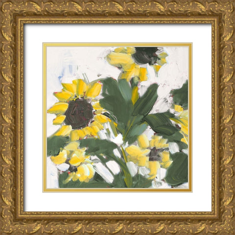 Sunflower Garden Gold Ornate Wood Framed Art Print with Double Matting by Slivka, Jane