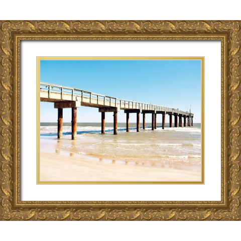 Sunlit Pier II Gold Ornate Wood Framed Art Print with Double Matting by Peck, Gail