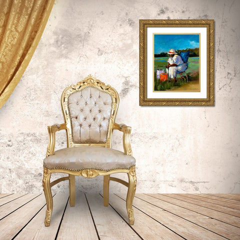 Fishing Again Gold Ornate Wood Framed Art Print with Double Matting by Slivka, Jane