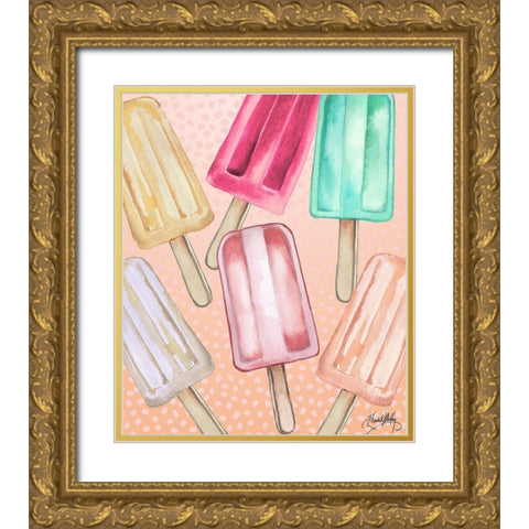 Cool Popsicles Gold Ornate Wood Framed Art Print with Double Matting by Medley, Elizabeth