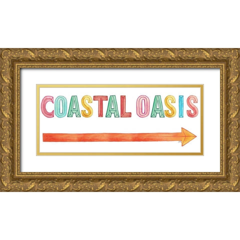 Coastal Oasis Gold Ornate Wood Framed Art Print with Double Matting by Medley, Elizabeth