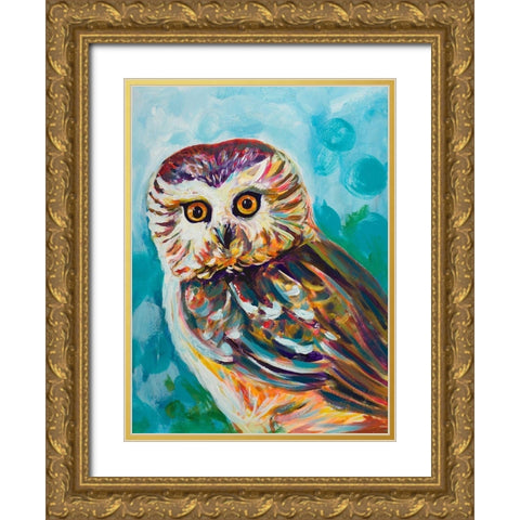 Colorful Owl Gold Ornate Wood Framed Art Print with Double Matting by Beauchamp, Andy