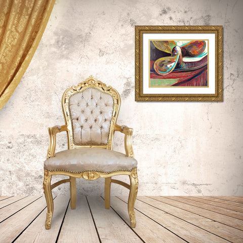 Decorative Fan Gold Ornate Wood Framed Art Print with Double Matting by Beauchamp, Andy