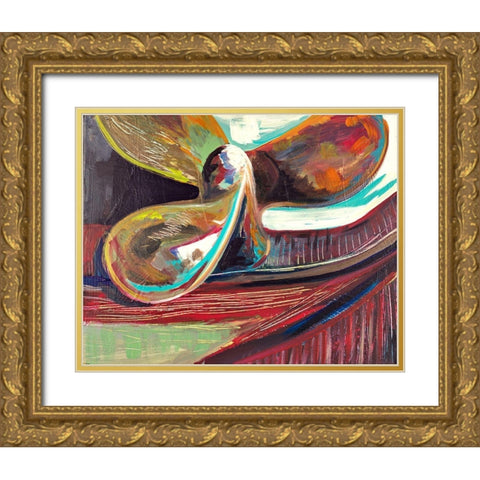 Decorative Fan Gold Ornate Wood Framed Art Print with Double Matting by Beauchamp, Andy